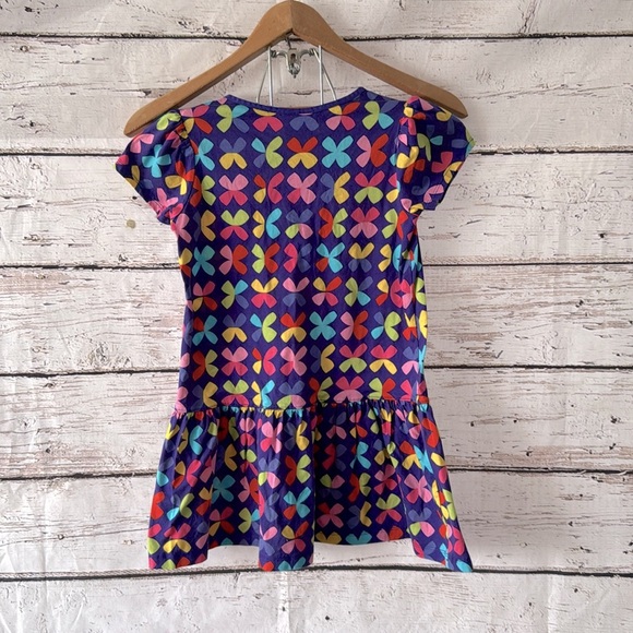 Colorful Patterned Butterfly Girls Hanna Andersson Dress Size 130 8 - Picture 2 of 3